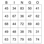 Number BINGO 1 90 Bingo Card