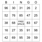 NUMBERS 1 100 Bingo Card