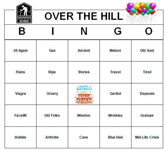 Over The Hill Birthday Party Bingo Game 60 By BuyMeSomeHappiness 2 49 