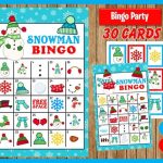 Printable 30 Snowman Bingo Cards Printable Winter Bingo Game