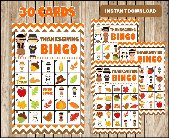 Printable 30 Thanksgiving Bingo Cards Printable Harvest Bingo