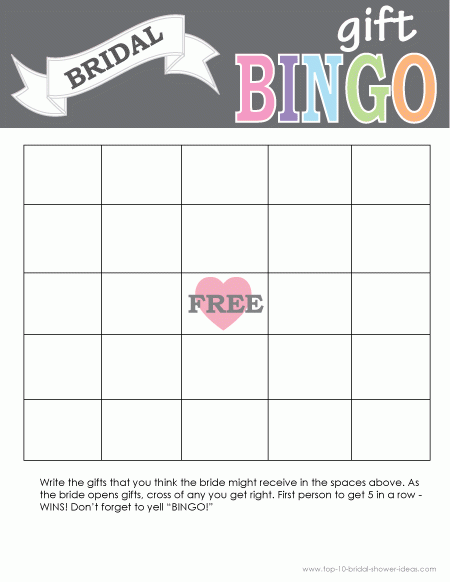 Printable Bridal Shower Gift Bingo Card Print Right From Home 