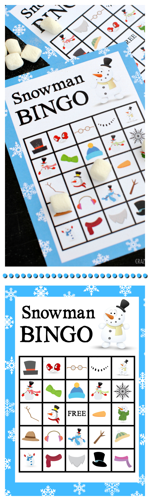 Printable Snowman Bingo Game Crazy Little Projects