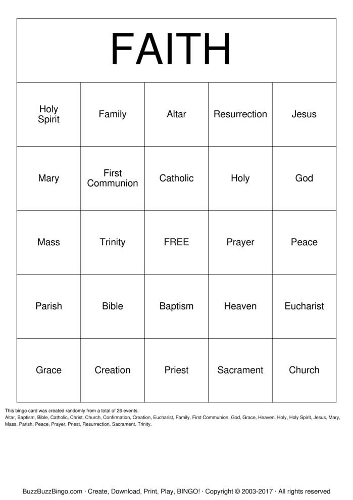 Religion Class Bingo Cards To Download Print And Customize 