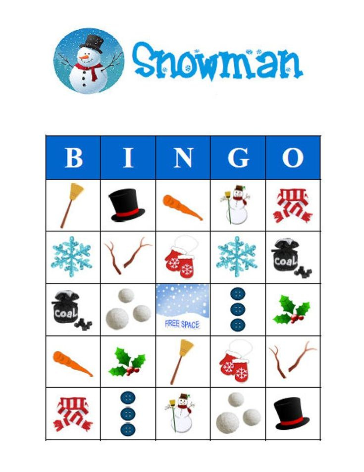Snowman Winter Bingo 30 Printable Christmas Holiday Party Bingo Game 