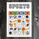 Sports Bingo 30 Printable Sports Baseball Football Soccer