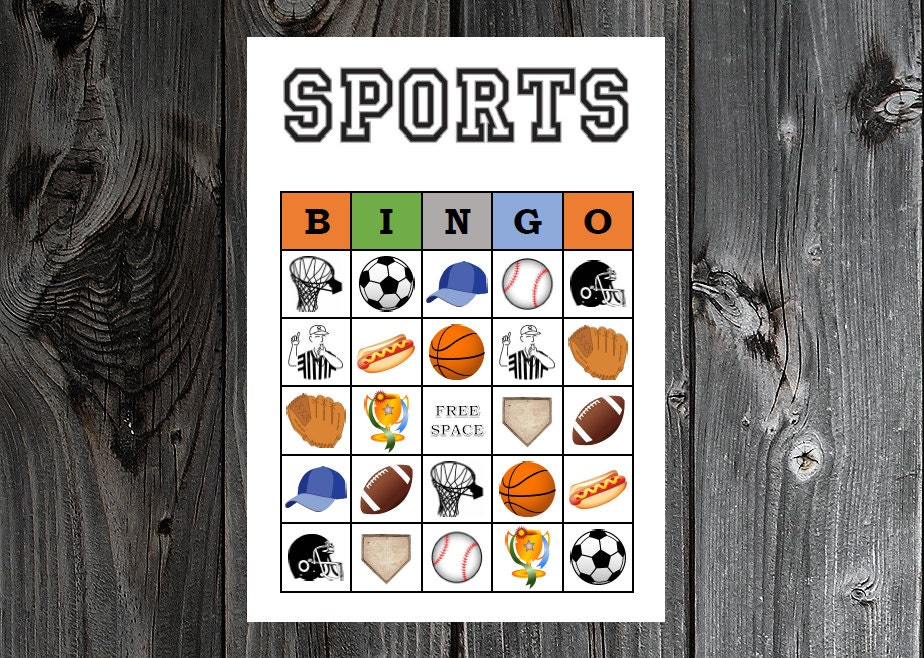 Sports Bingo 30 Printable Sports Baseball Football Soccer