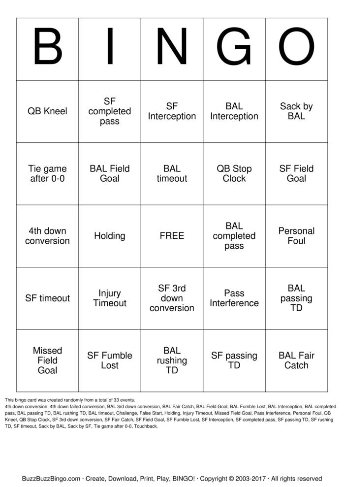 Super Bowl Bingo Cards To Download Print And Customize 