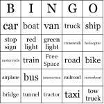 Transportation Bingo Cards