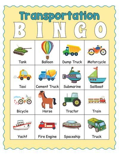 Transportation Bingo Game 24 Vocabulary Calling Cards And 30 Unique 