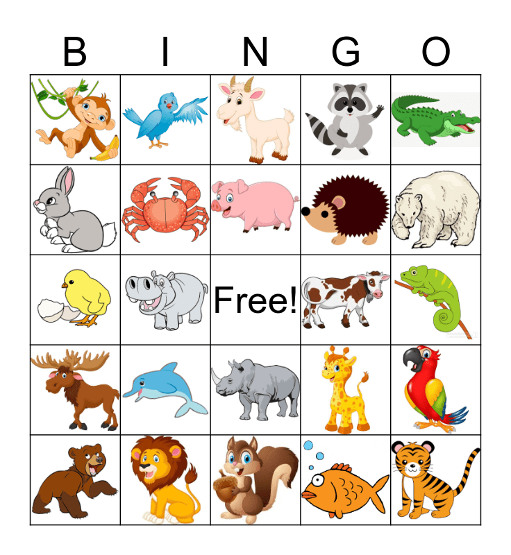 25 Printable Free Printable Animal Bingo Cards