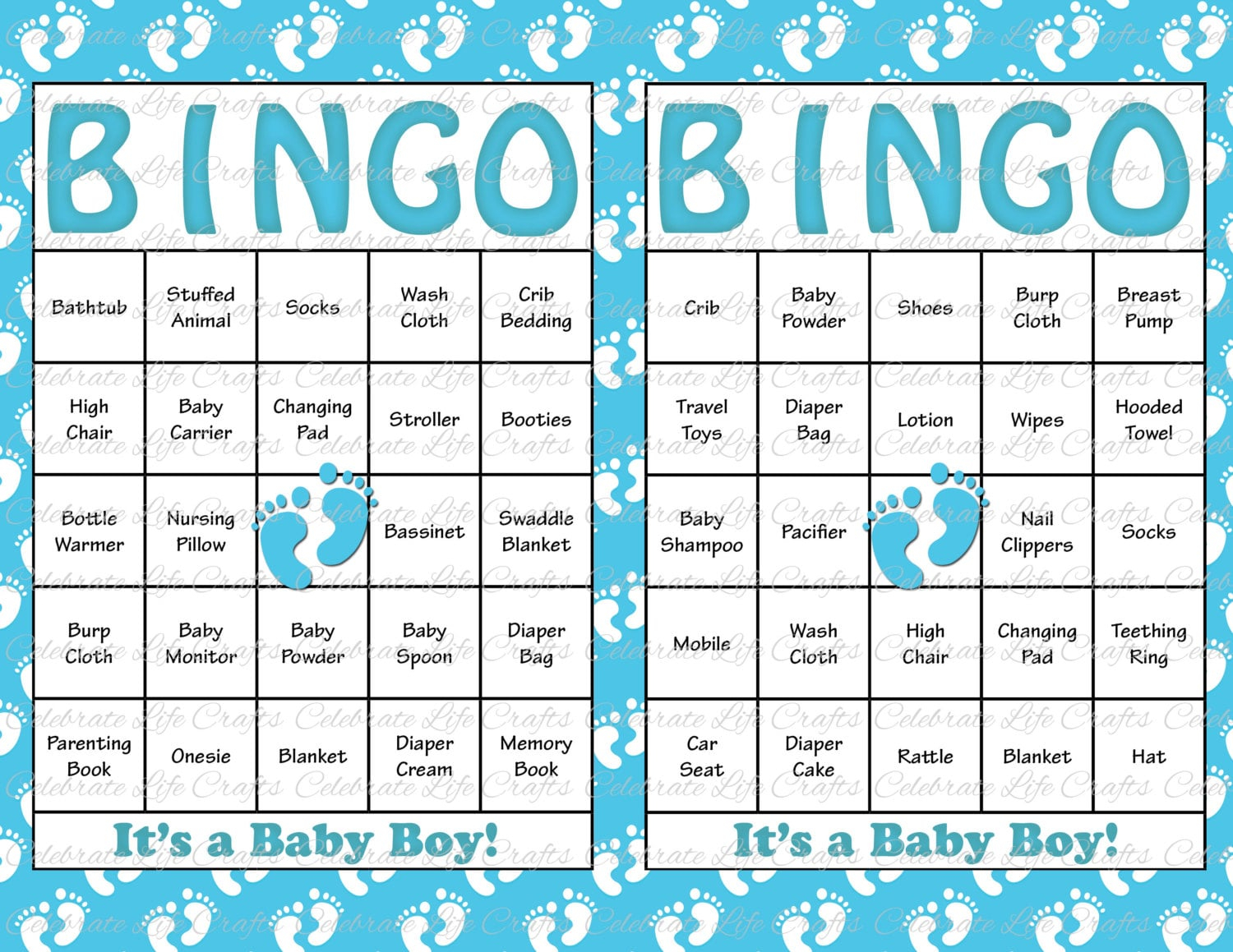 50 Free Printable Baby Boy Bingo Cards