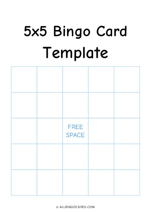 5x5 Bingo Card Template Make Your Own Bingo