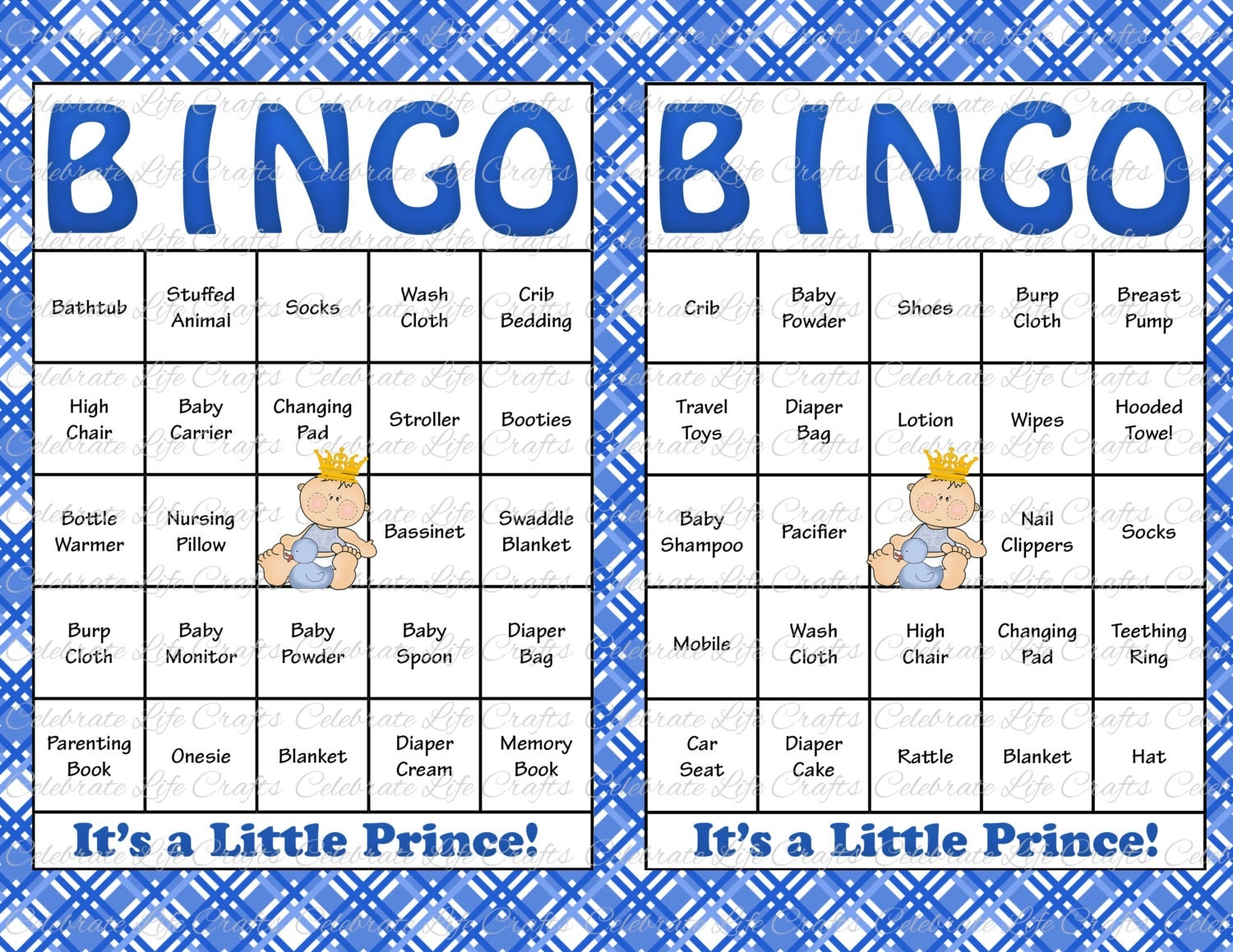 60 Baby Shower Bingo Cards Printable Party Baby Boy