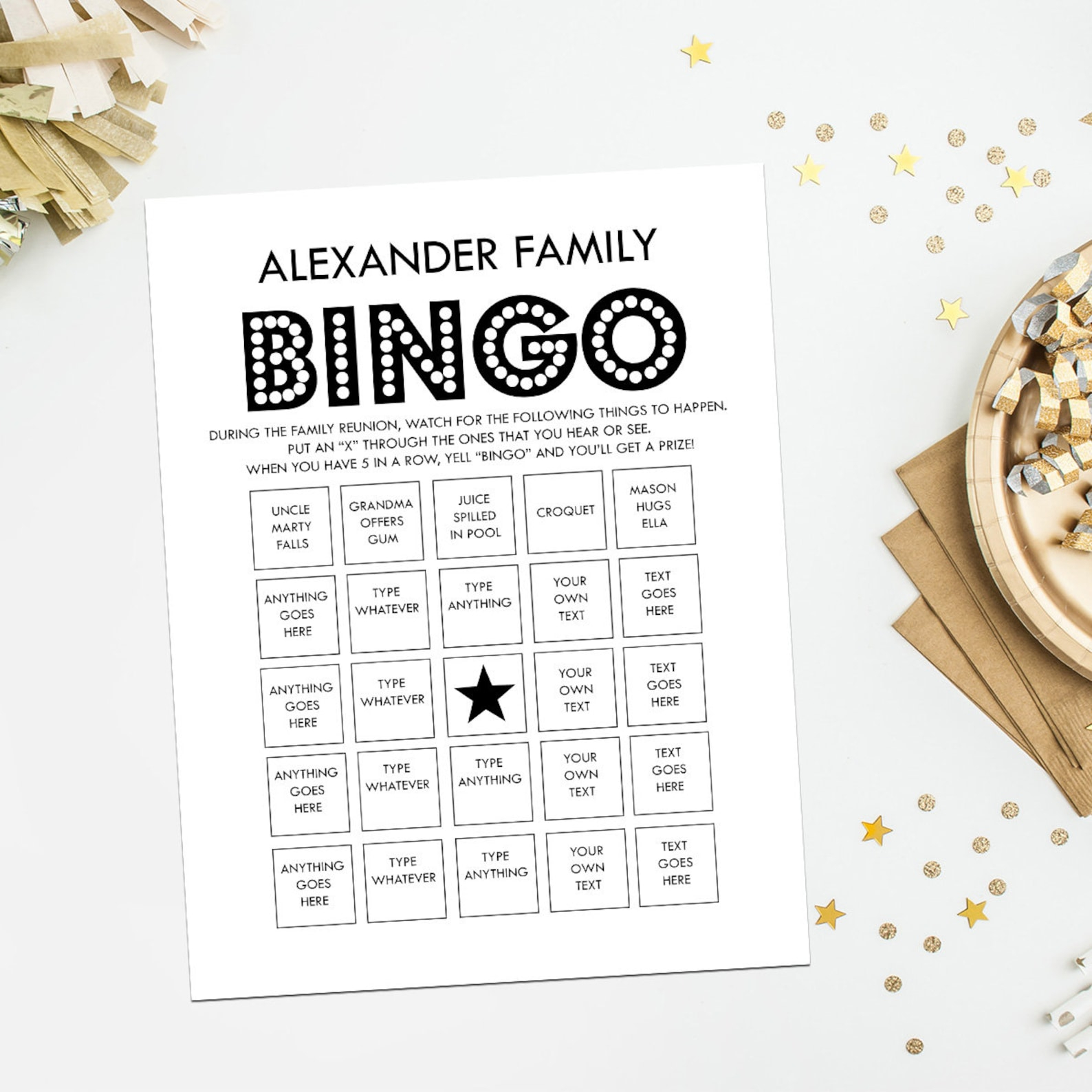 Automatic BINGO Cards Make Your Own Bingo Game Custom Words Etsy 