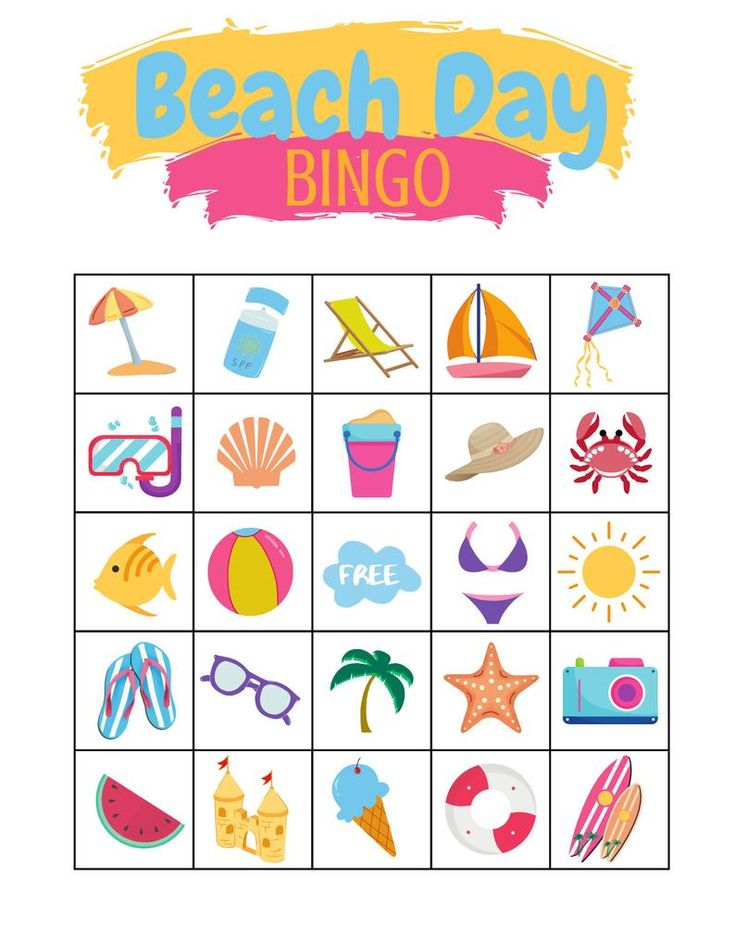 Beach Day Bingo Printable Fun Game For Kids Summer Etsy In 2021