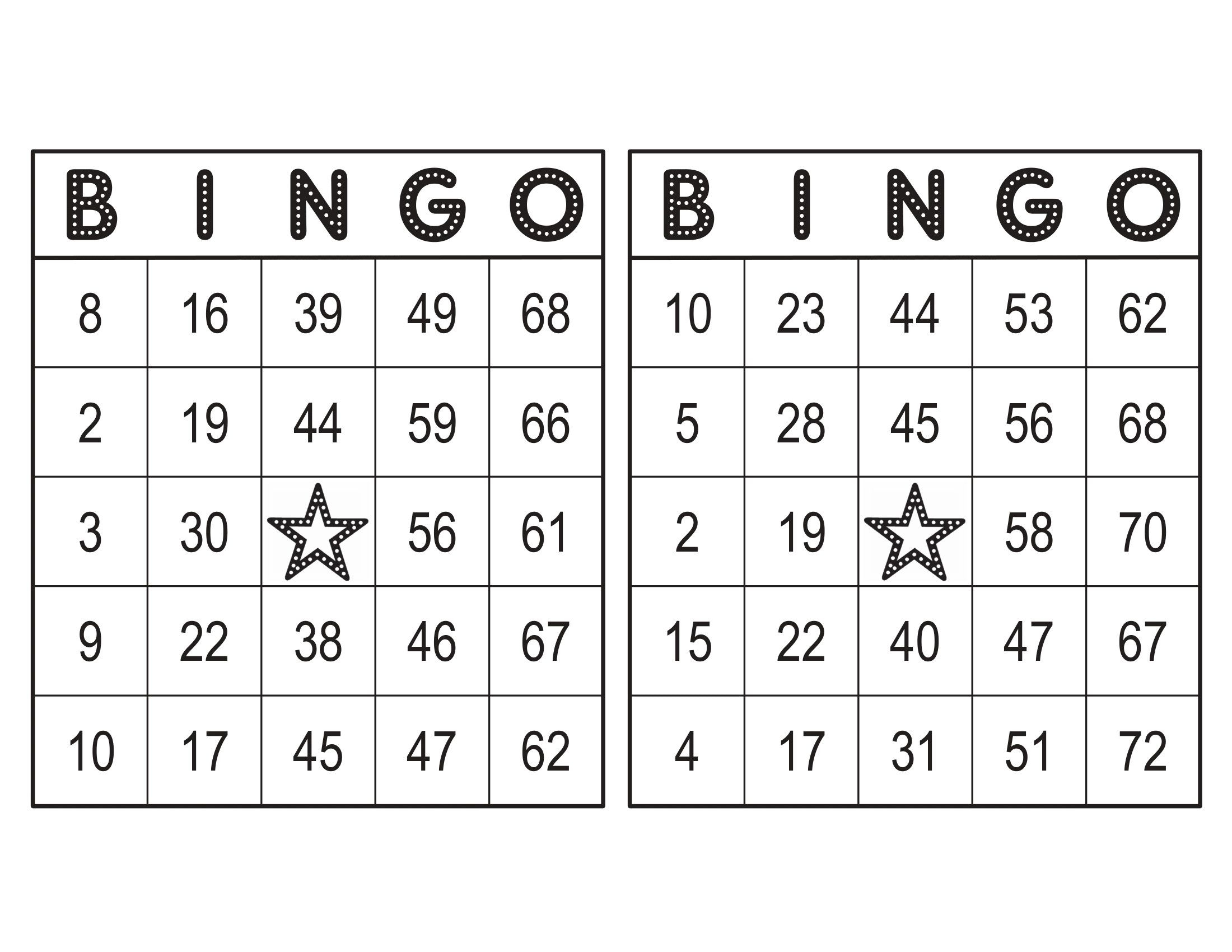 Bingo Cards 1000 Cards 2 Per Page Immediate Pdf Download Black 