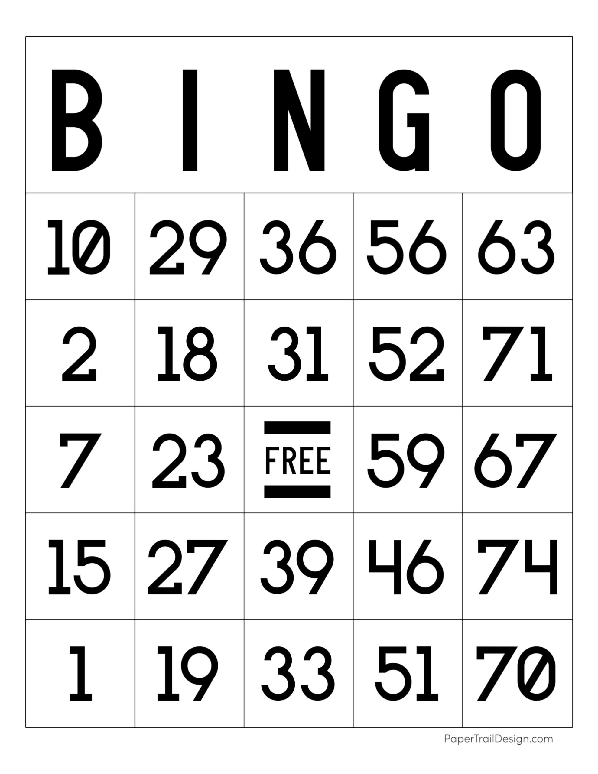 Bingo Cards Free Printable
