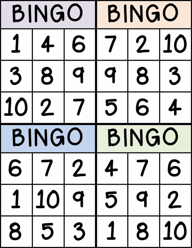 Bingo For Numbers 1 10 Great For Preschool Number Identification
