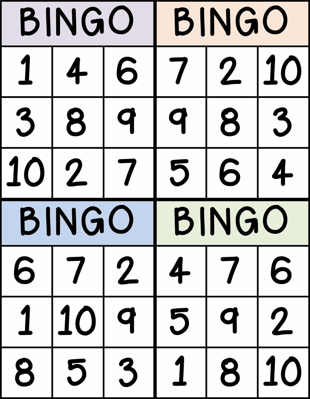 Bingo For Numbers 1 10 Great For Preschool Number Identification 