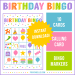 Birthday Bingo Game Bingo Printable Kids Bingo Printable Bingo