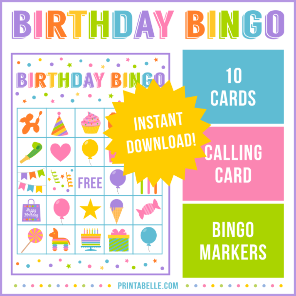 Birthday Bingo Game Bingo Printable Kids Bingo Printable Bingo 