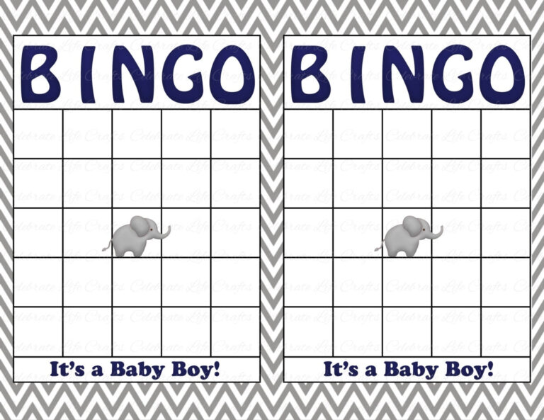 Blank Baby Shower Bingo Cards Printable Party Baby Boy