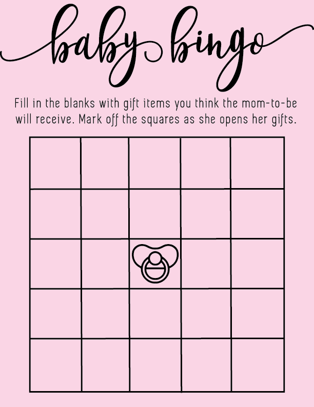 Blank Baby Shower Bingo Cards