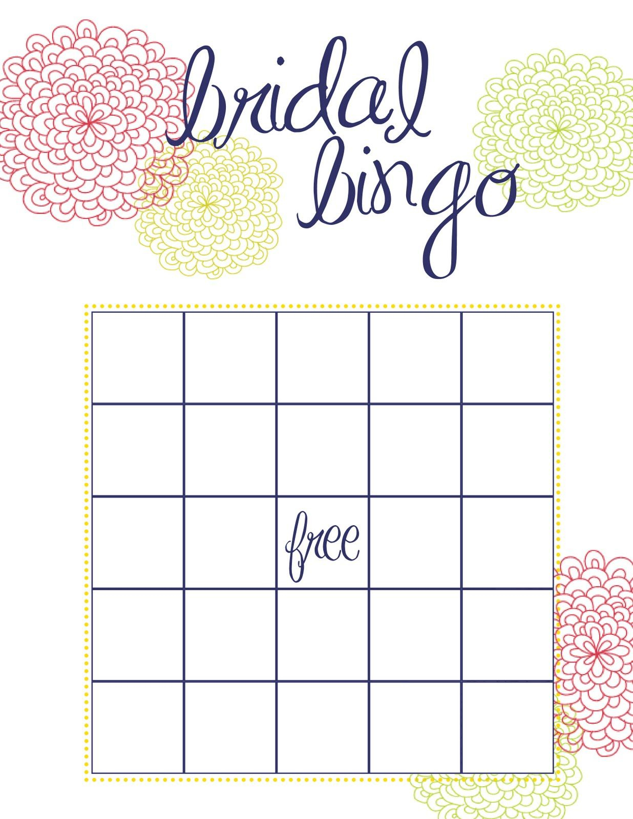 Bridal Bingo Free Printable Template Printable Templates