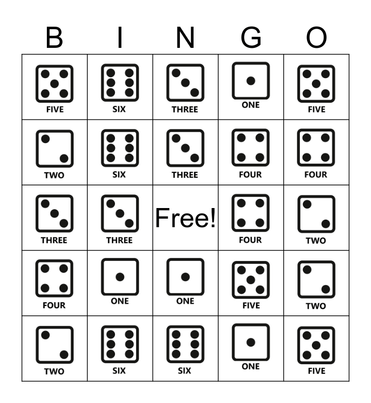 Dice Bingo Card