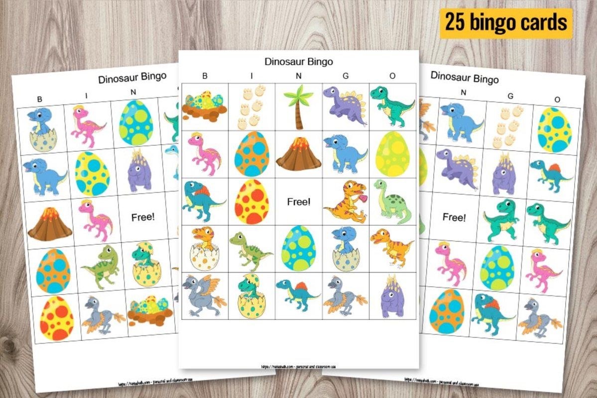 Dinosaur Bingo Set Of 25 Cards Bingo Set Dinosaur Birthday Party 