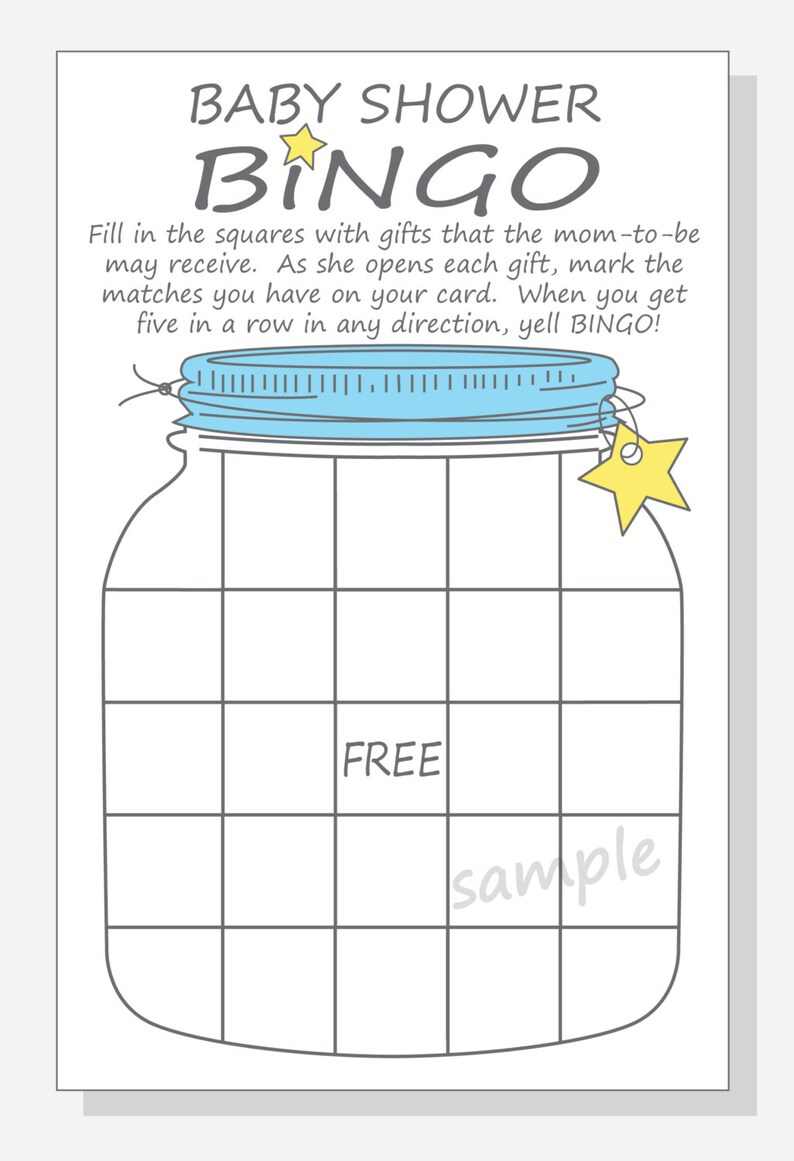 DIY Mason Jar Baby Shower Bingo Printable Cards With Pink Etsy