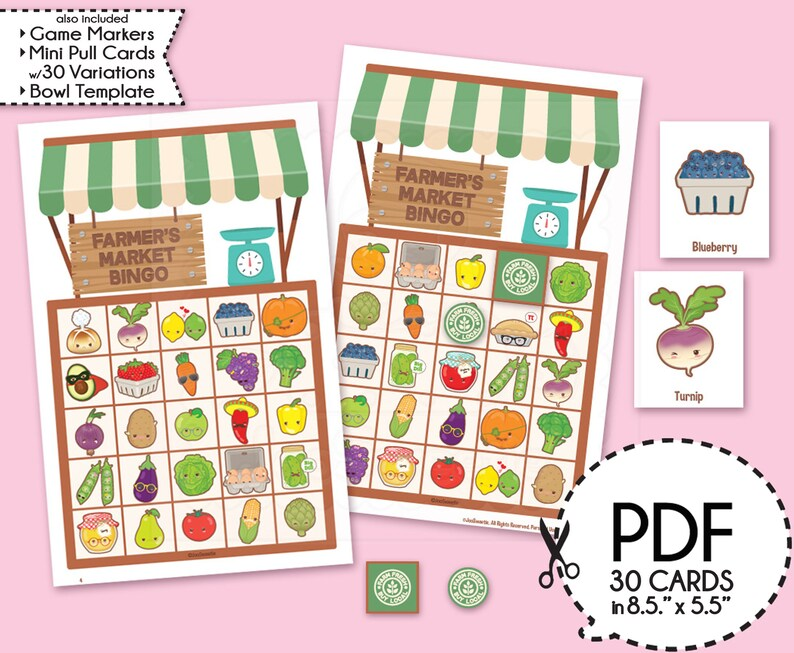 Farmer s Market Bingo Game Kitprintable PDF Download Etsy In 2022 