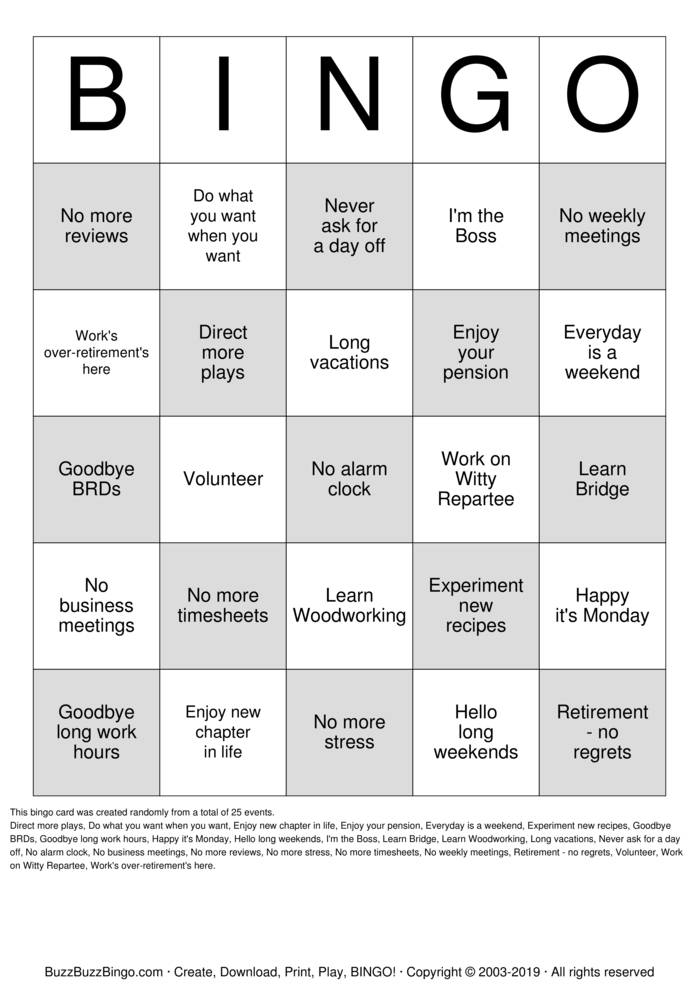 Fred s Retirement Bingo Cards To Download Print And Customize 