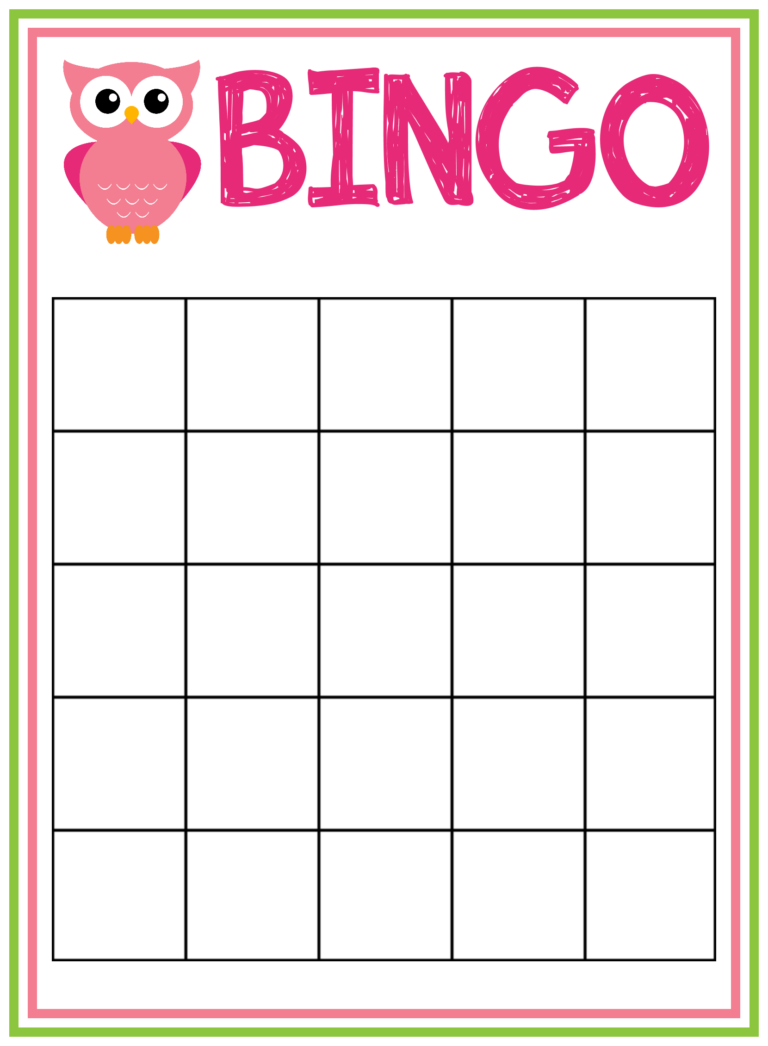 Free Blank Baby Bingo Template Printable Templates