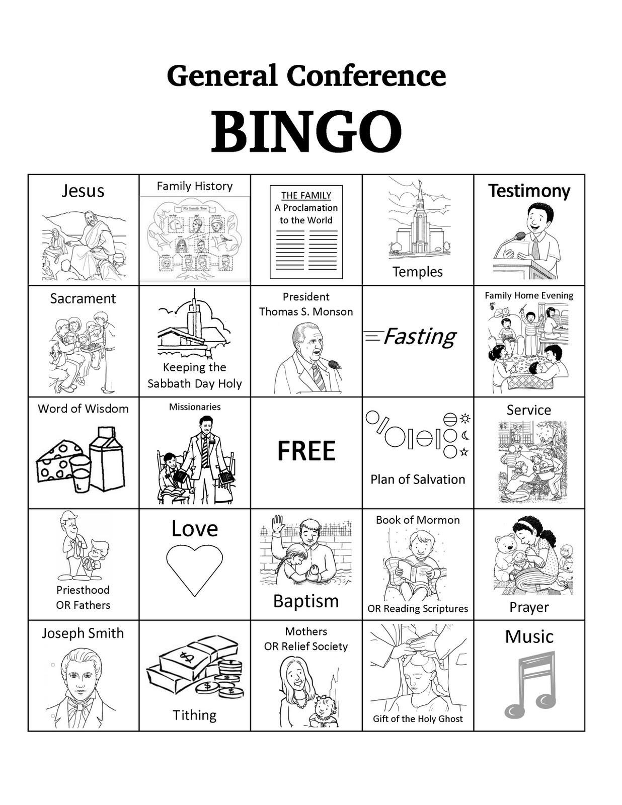 Free Download General Conference BINGO Bits Of Everything