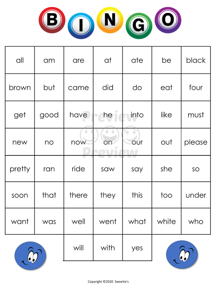 Free Kindergarten Sight Word Bingo Printable Printable Templates