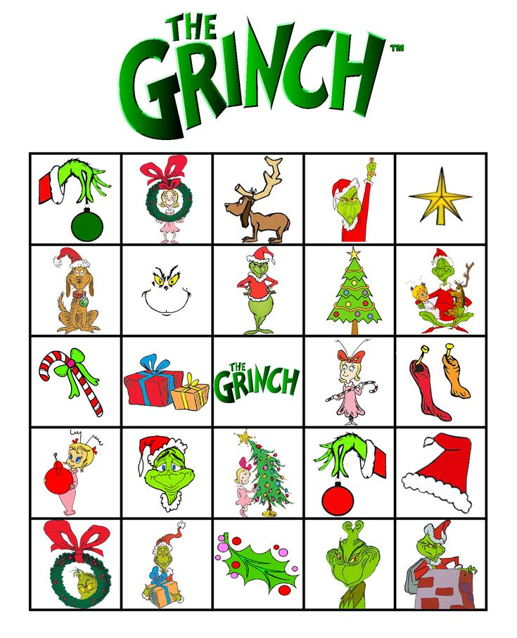 Free Printable Grinch Bingo Evening Notes School Christmas Party 