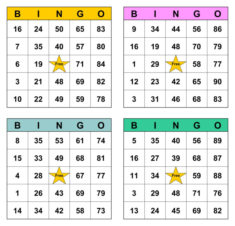 Free Printable Number Bingo Cards