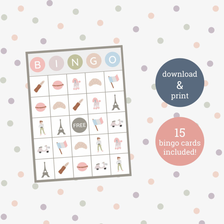 Free Printable Paris Bingo Cards Printable Bingo Cards