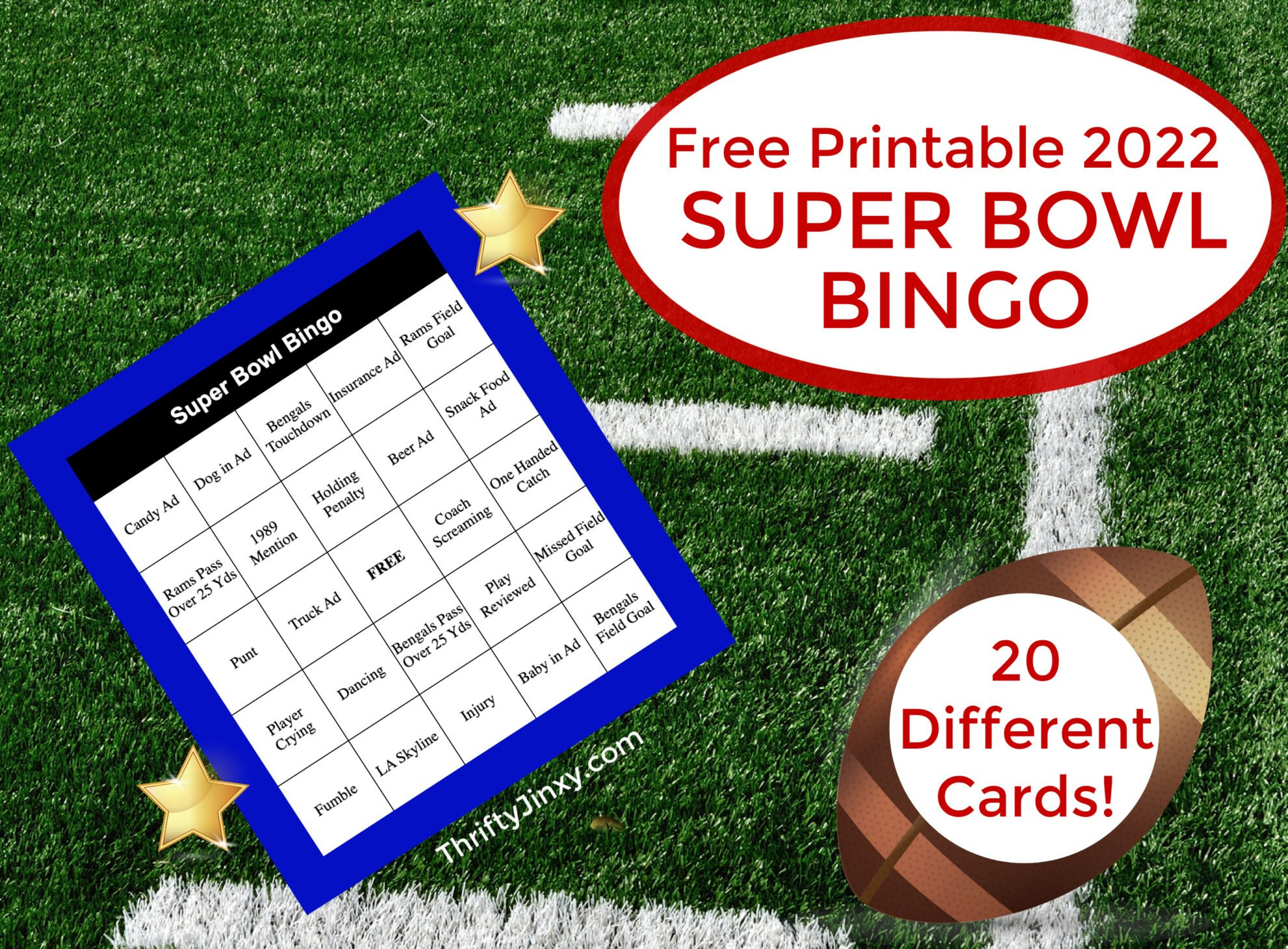 FREE Printable Super Bowl Bingo Cards For 2022 Thrifty Jinxy