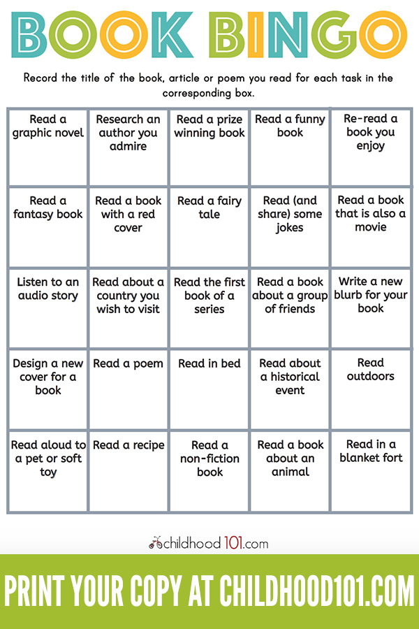Get Reading With This Printable Book Bingo For Kids Template
