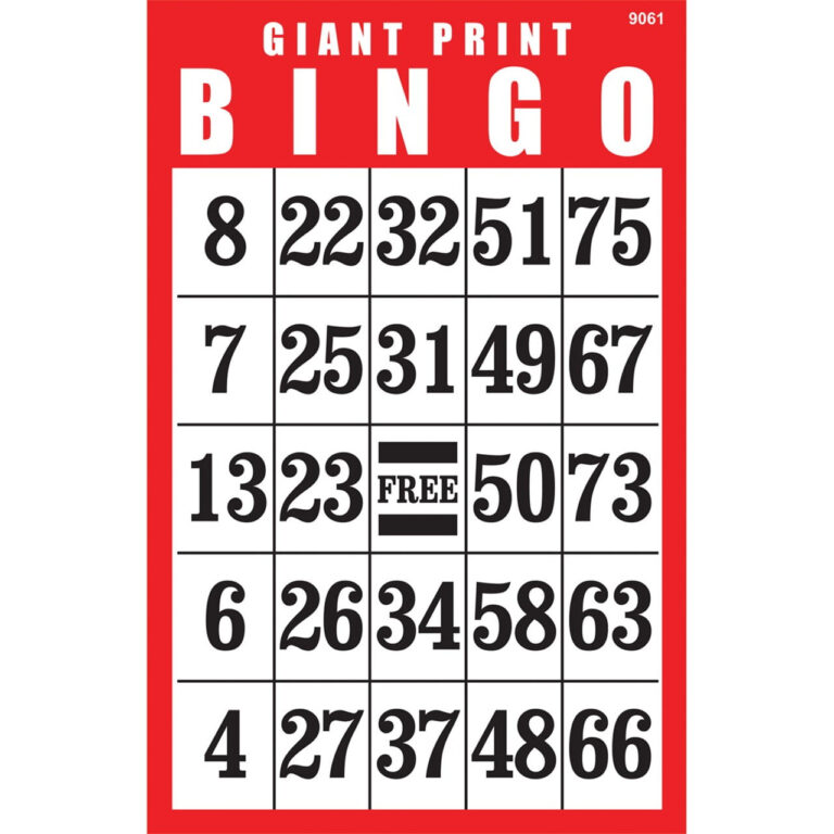 Giant Print Laminated BINGO Card Red Walmart