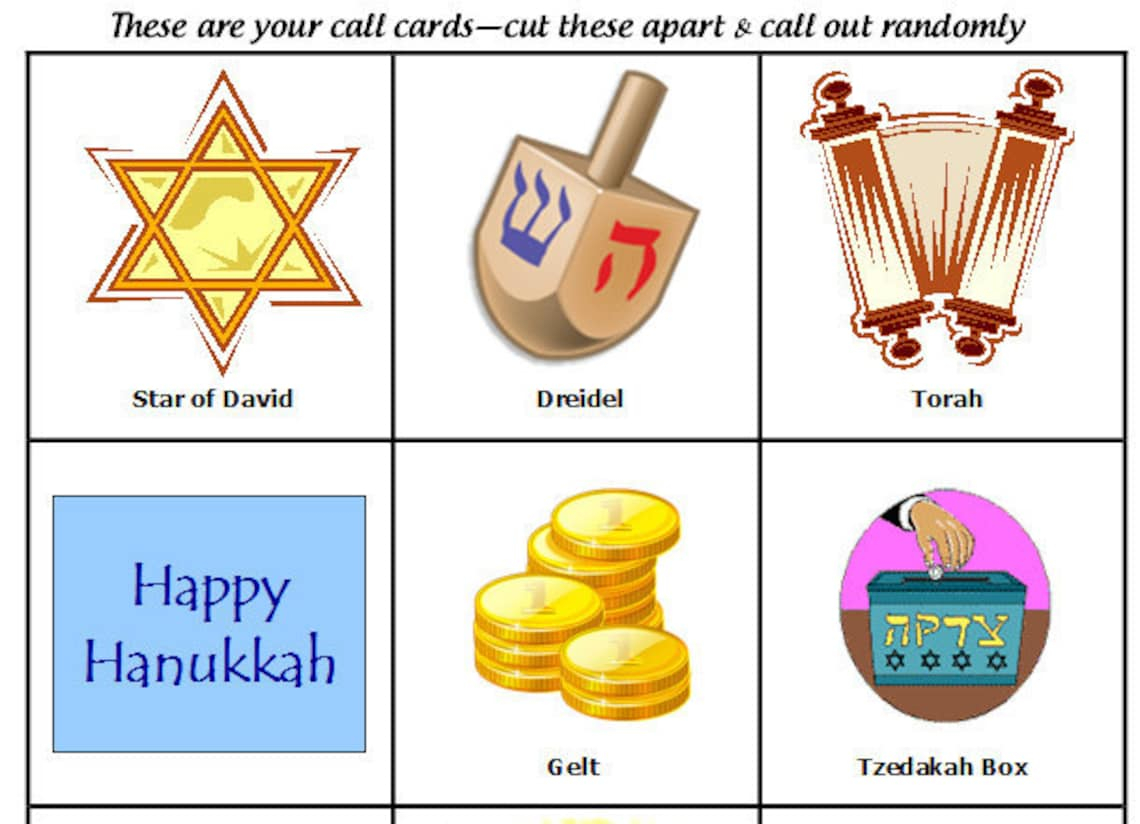 Hanukkah Printable Bingo For All Ages INSTANT DOWNLOAD Etsy