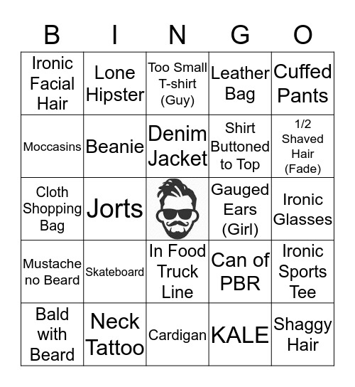 HIPSTER BINGO 1 Bingo Card