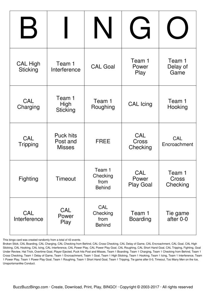 Hockey Bingo Cards To Download Print And Customize 