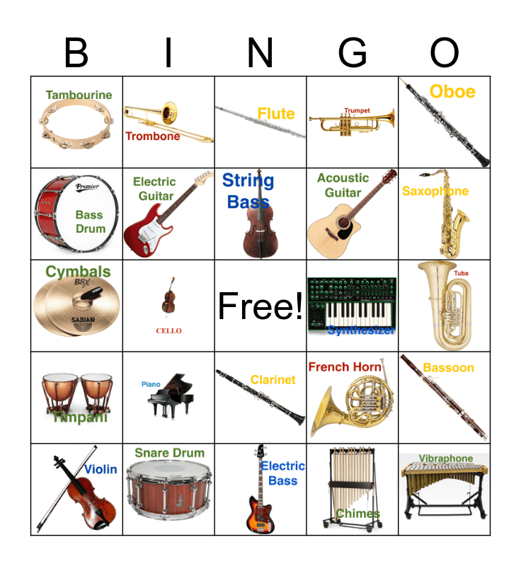 Instrument Bingo Card