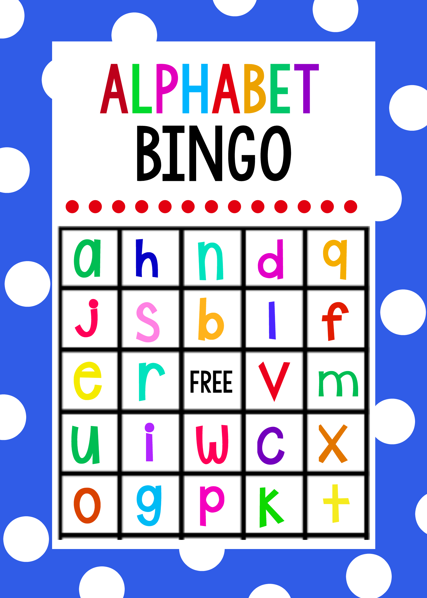 Kindergarten Bingo Printable