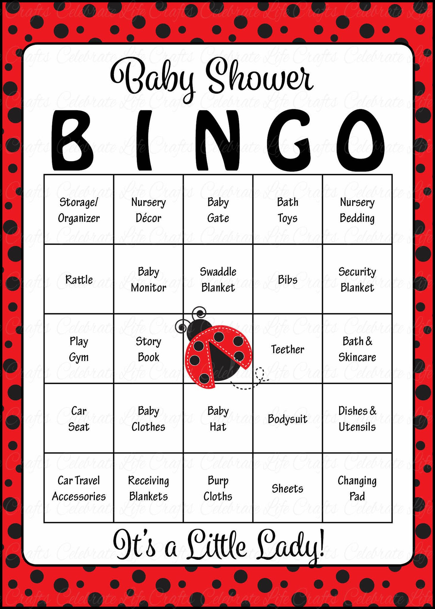 Ladybug Baby Bingo Cards Printable Download Prefilled Printable 