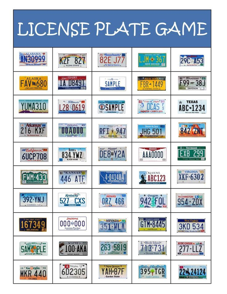 License Plate Bingo Free Printable